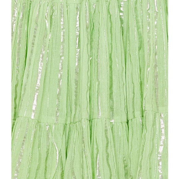 One Shoulder Joe Mini Dress in Athene Lime Green Metallic stripe Sundress m/l - Picture 7 of 7